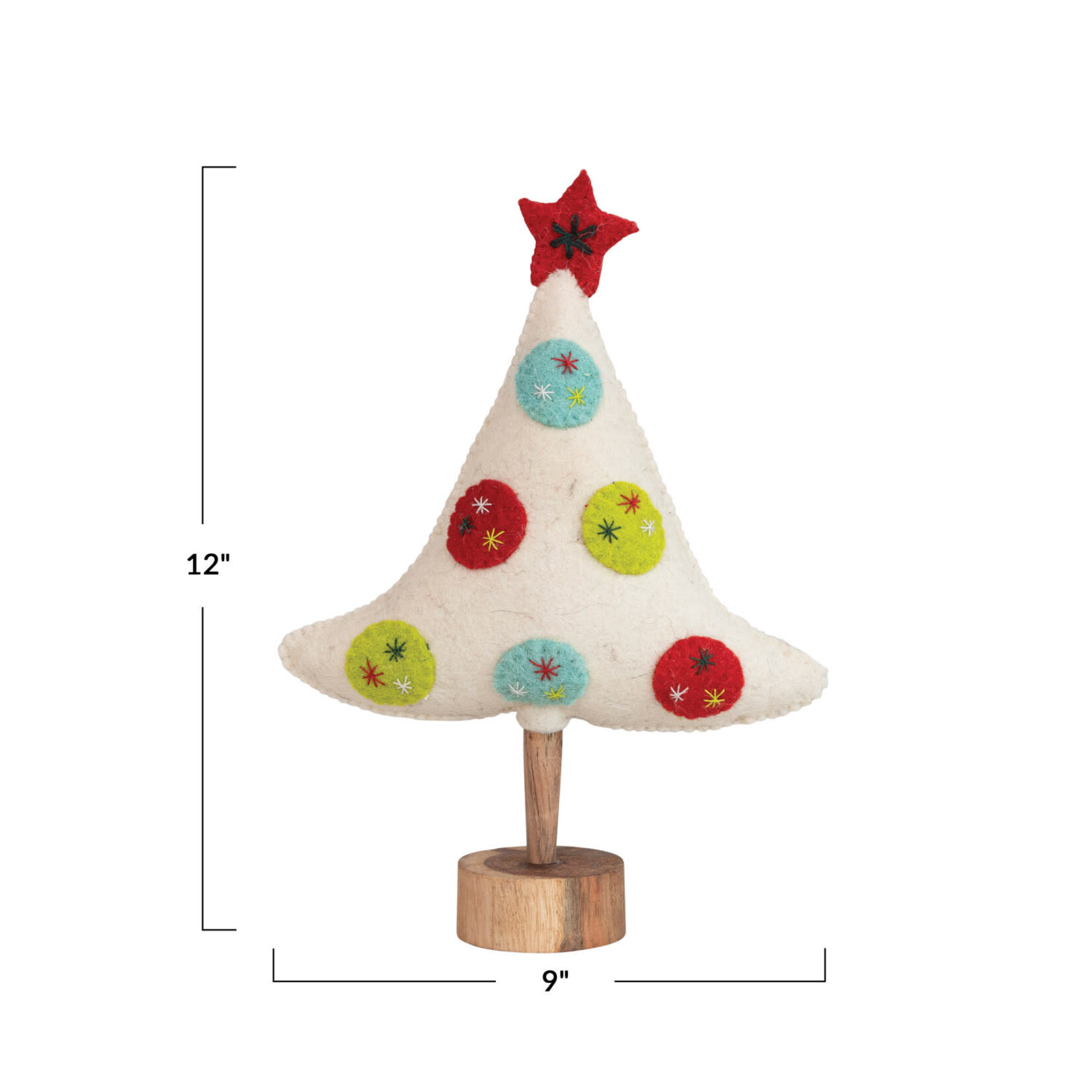 m. lynne designs white felt tree with appliqués and red star