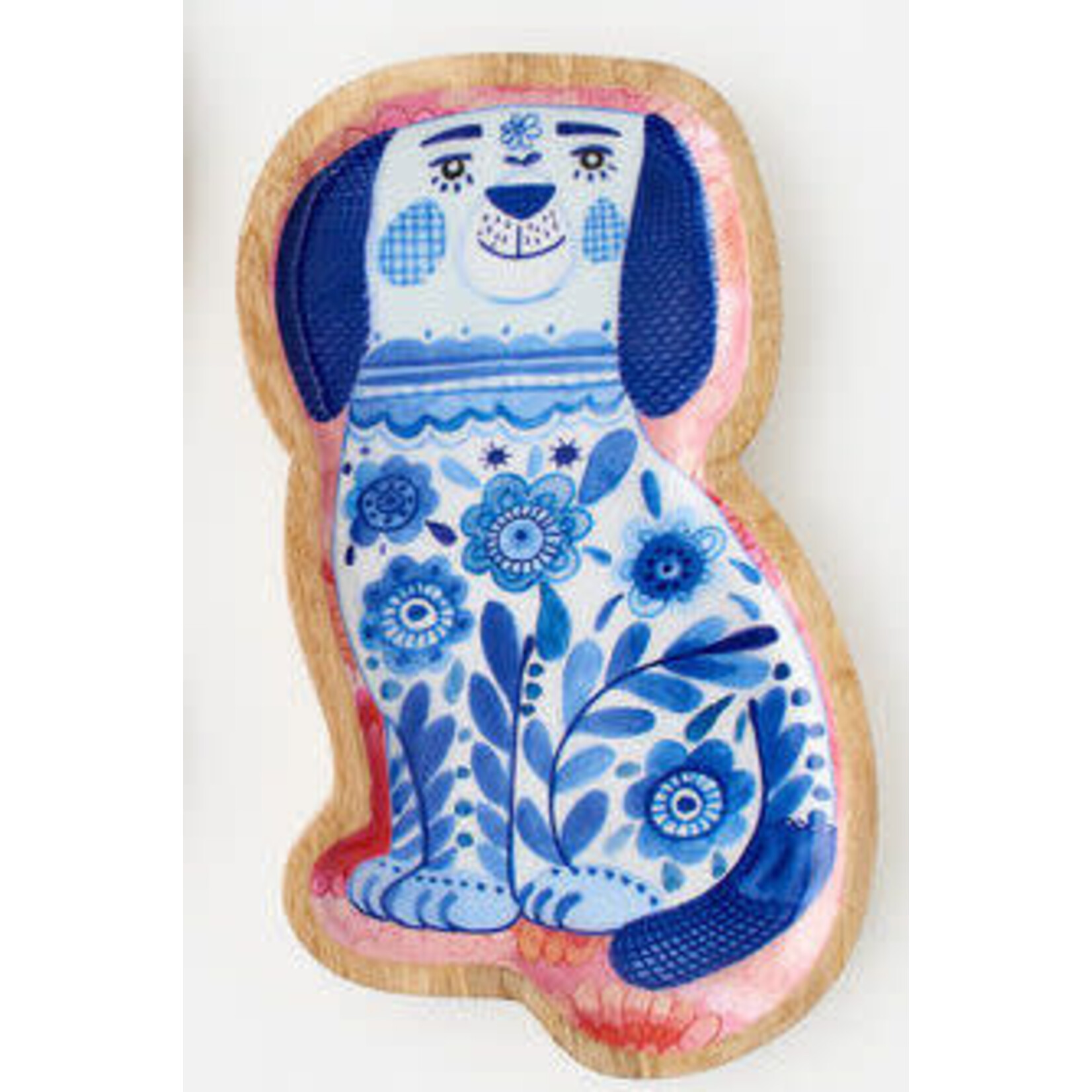 m. lynne designs blue and white mango wood platter