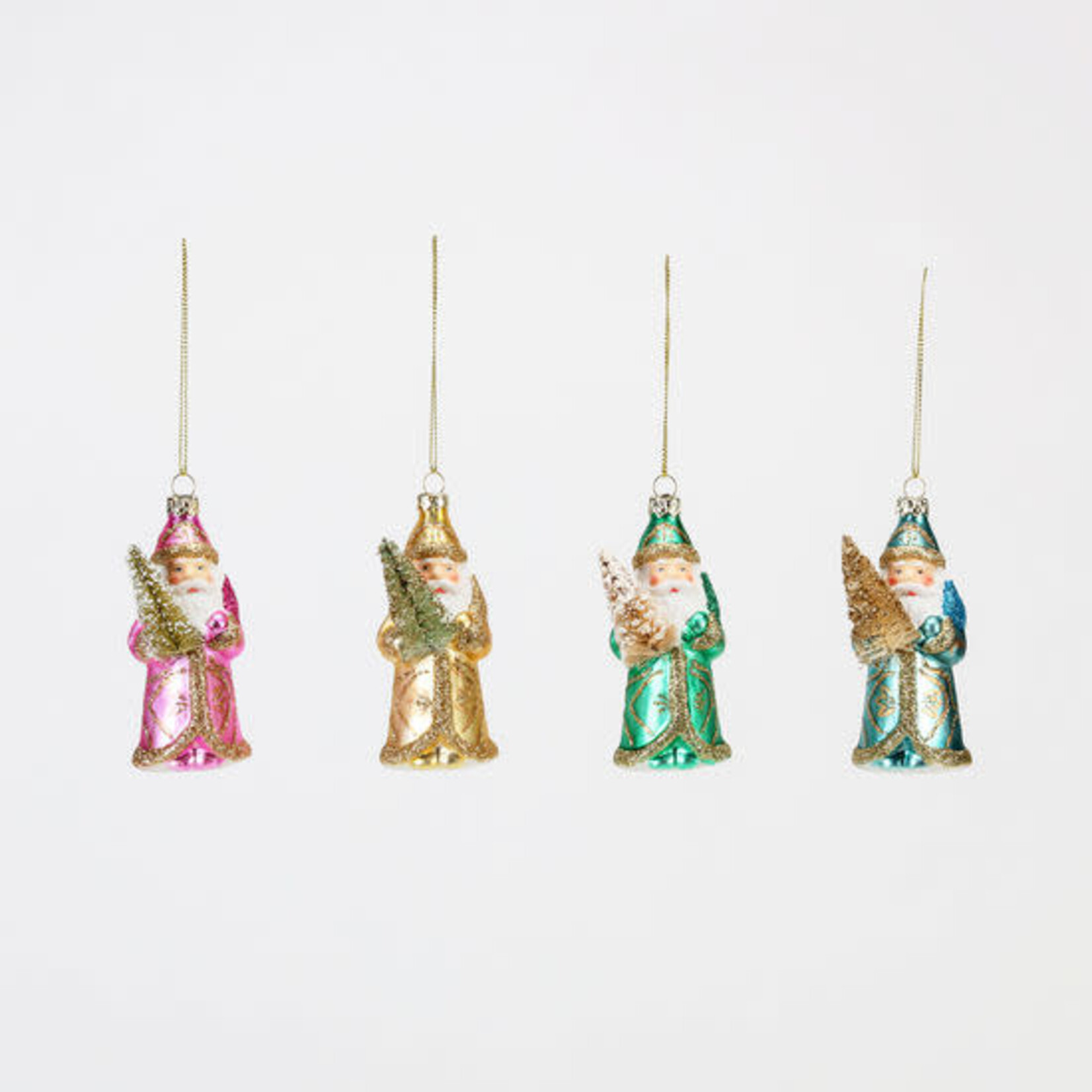 m. lynne designs santa with tree glass ornament