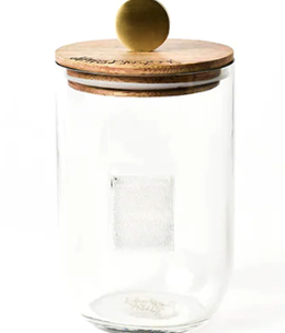 happy everything Small Glass Jar with Wooden Lid