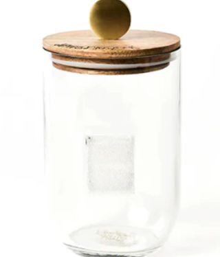 happy everything small glass jar with wooden lid