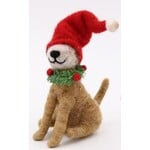 m. lynne designs felt dog with wreath and santa hat