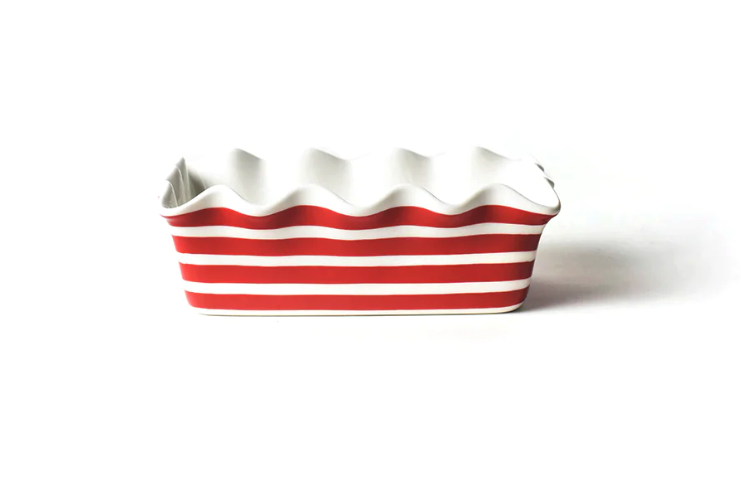 coton colors red stripe ruffle loaf pan