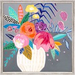 m. lynne designs gray vibrant flowers framed canvas