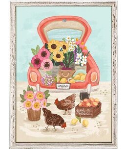 available at m. lynne designs Red Car Trunk Florals Framed Canvas