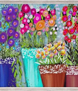 available at m. lynne designs Cheerful Flower Pots Framed Canvas