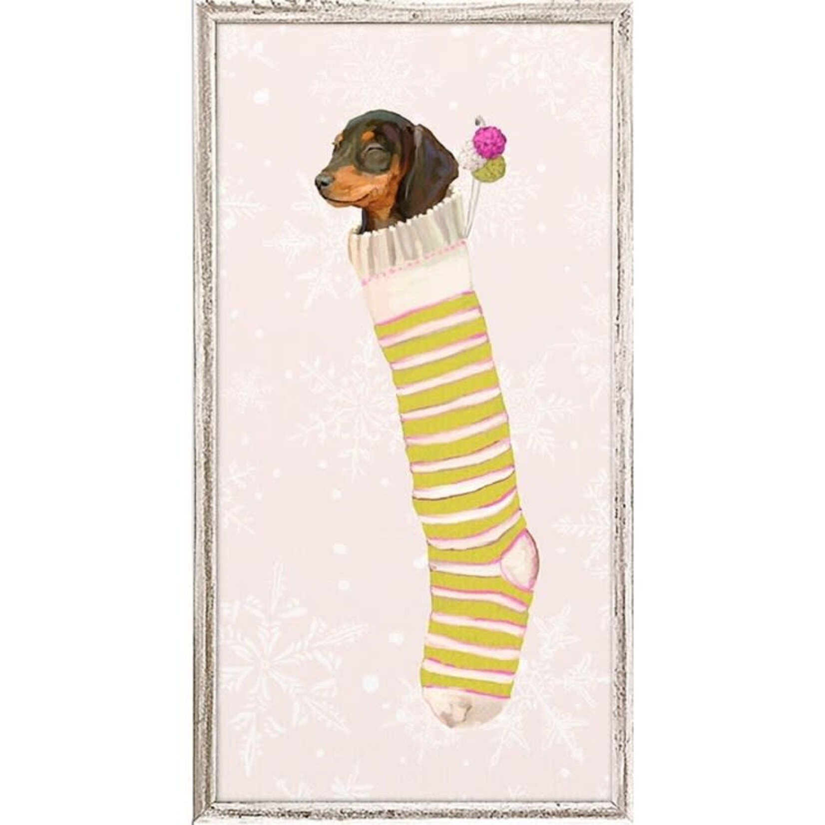 m. lynne designs holiday dixie in stocking 1 framed canvas