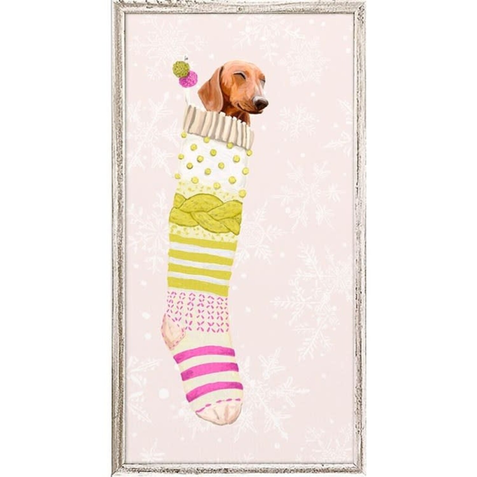 m. lynne designs dixie in stocking 2 framed canvas