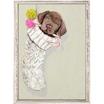 m. lynne designs chocolate lab pup in stocking framed canvas