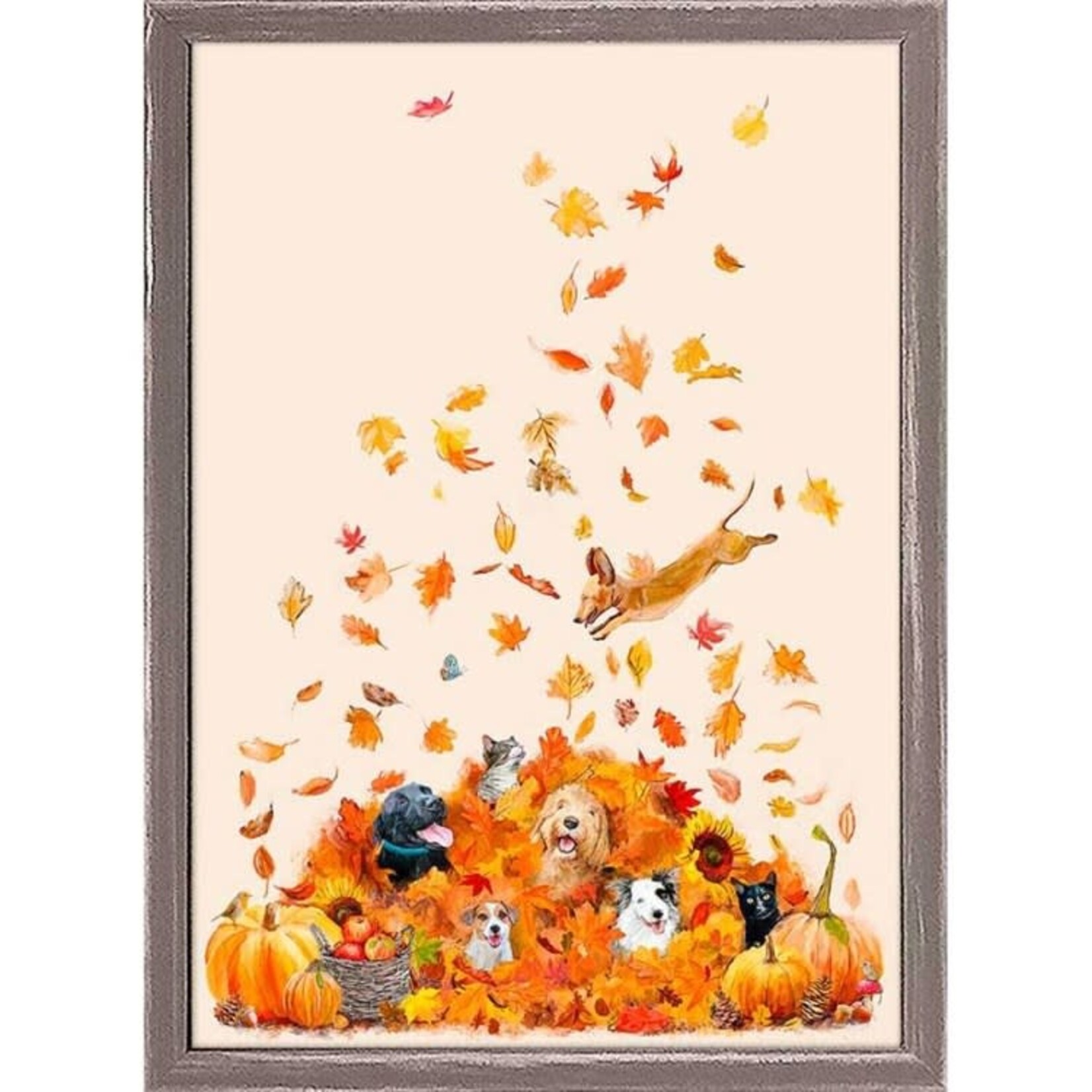 m. lynne designs leaf pile pals framed canvas