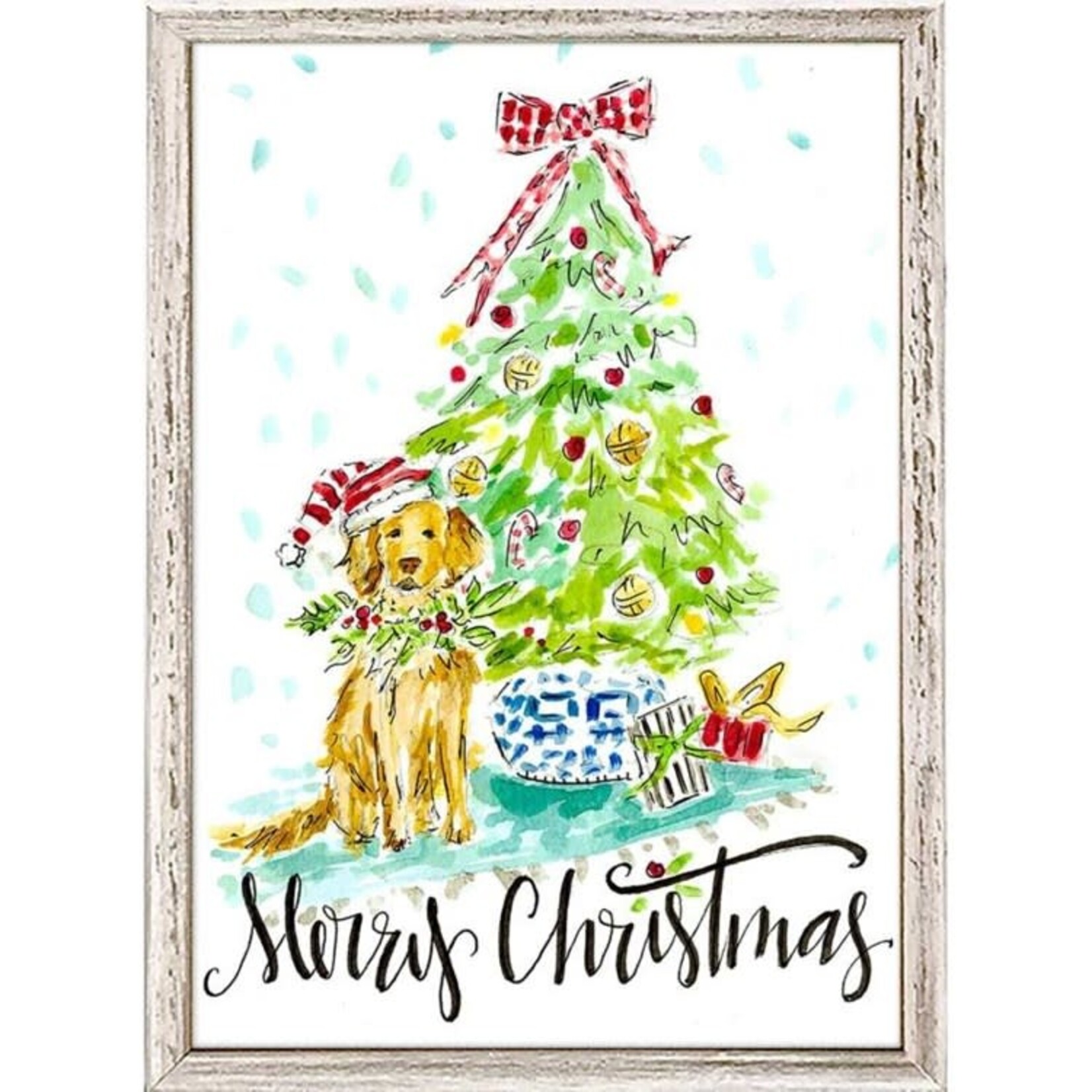 m. lynne designs christmas dog framed canvas