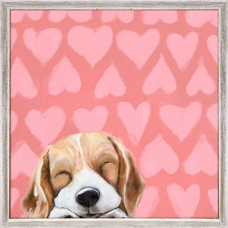 available at m. lynne designs Valentine Pup Framed Canvas