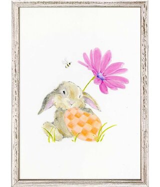 available at m. lynne designs Bunny with Pink Flower Framed Canvas