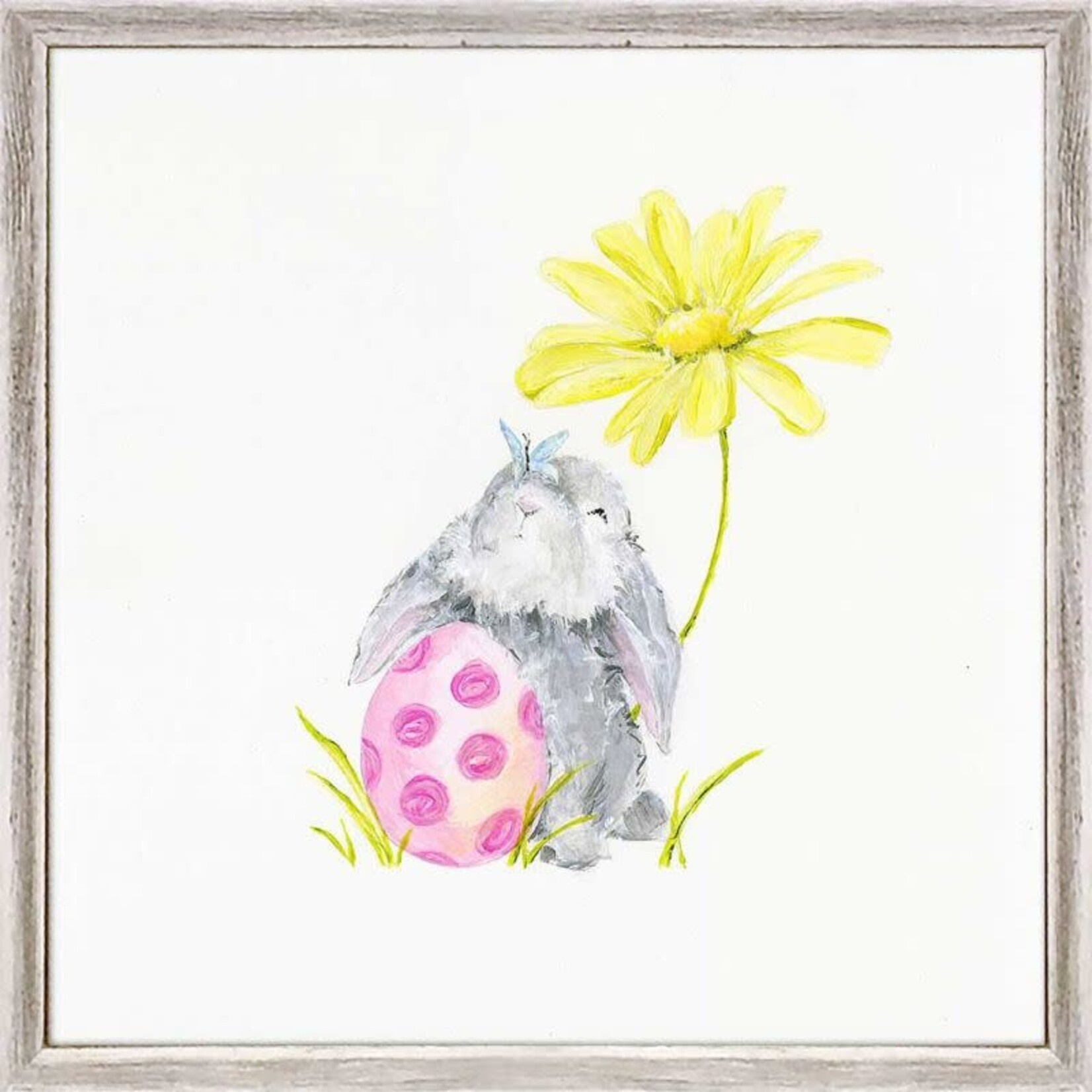 m. lynne designs bunny with yellow flower framed canvas