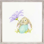 m. lynne designs bunny with purple flower framed canvas