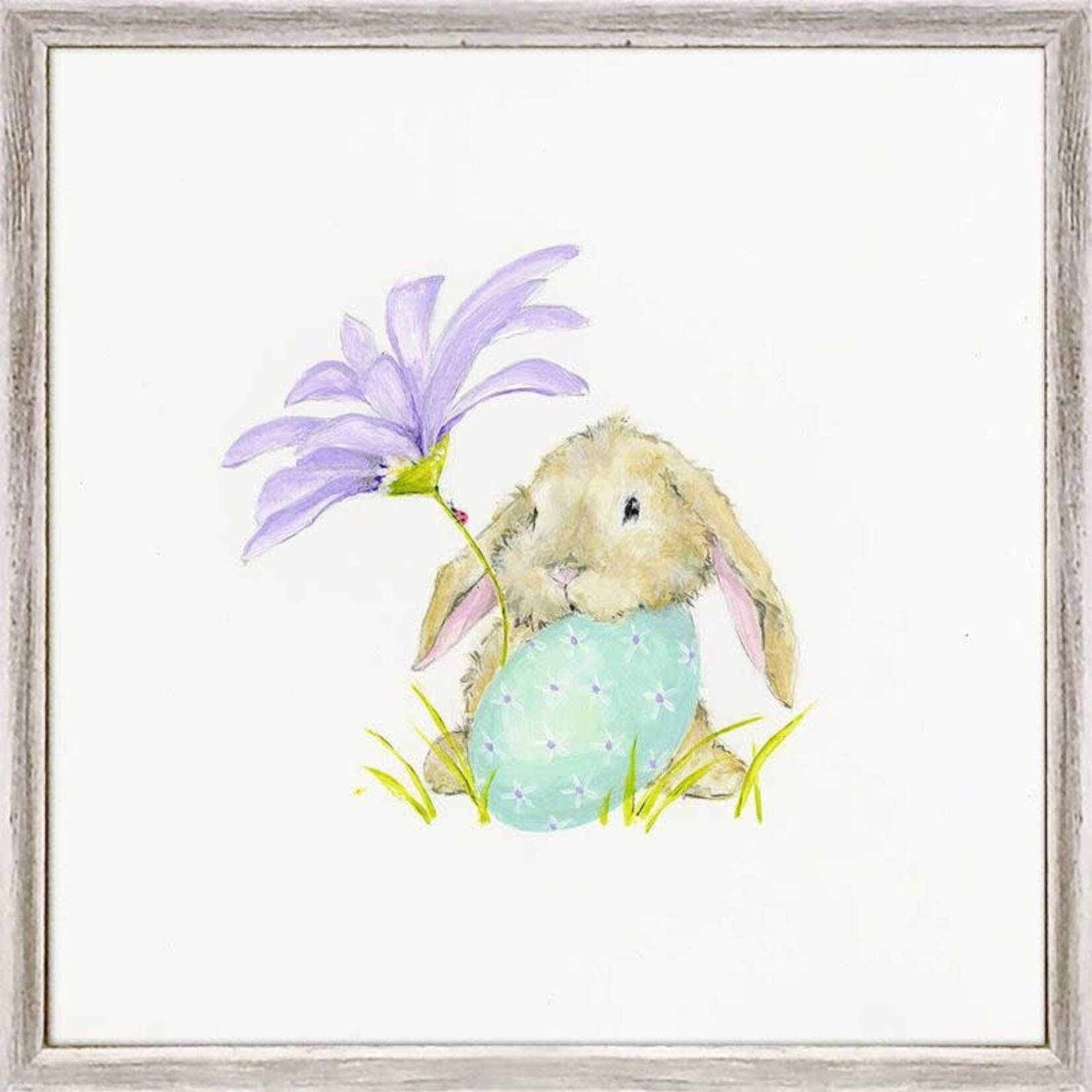 m. lynne designs bunny with purple flower framed canvas