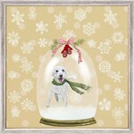 m. lynne designs holiday snow globe labradoodle framed canvas