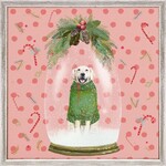 m. lynne designs holiday snow globe retriever framed canvas