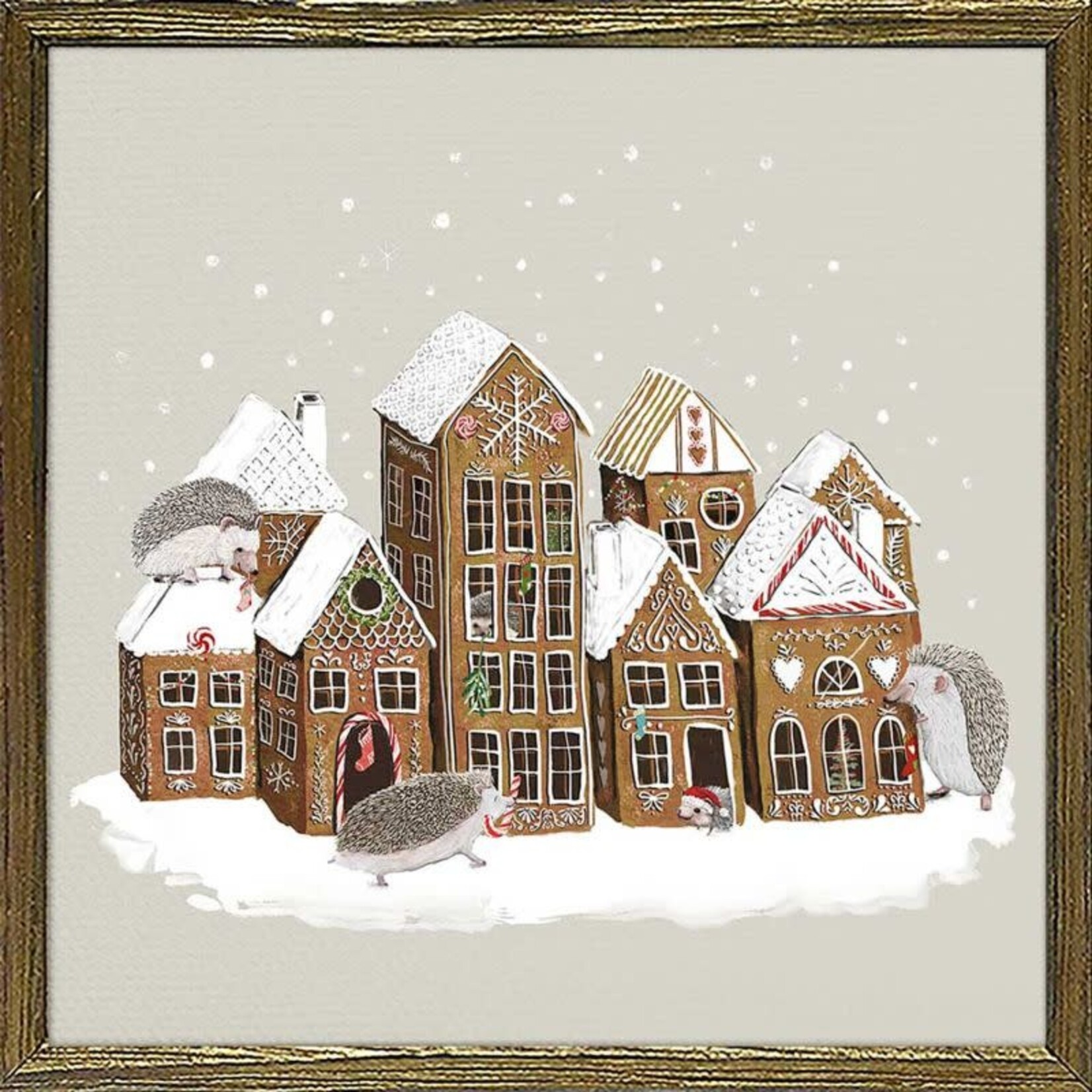 m. lynne designs holiday hedgehog village framed canvas
