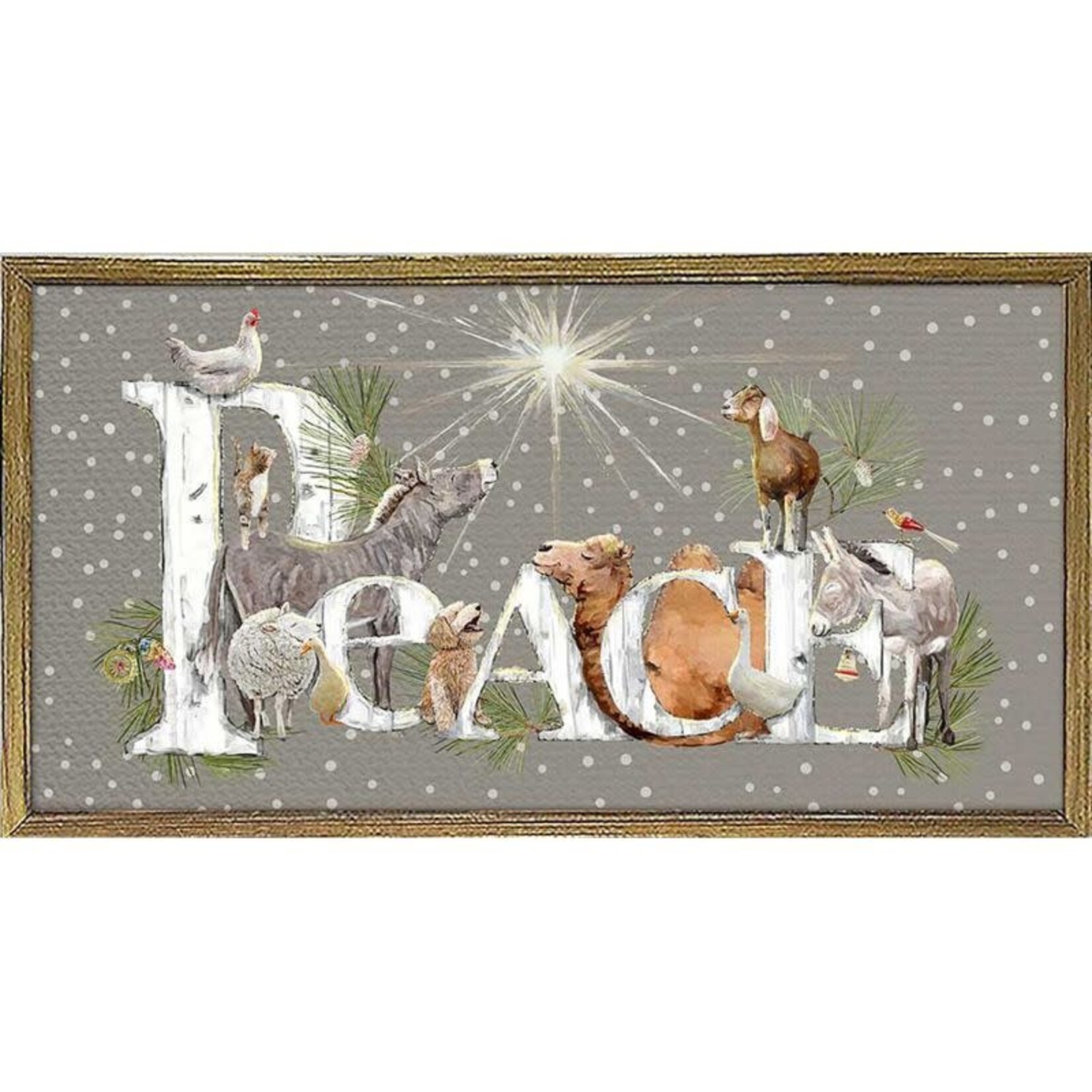 m. lynne designs holiday winter woodland peace framed canvas