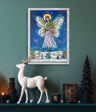 available at m. lynne designs Holiday Christmas Angel Framed Canvas