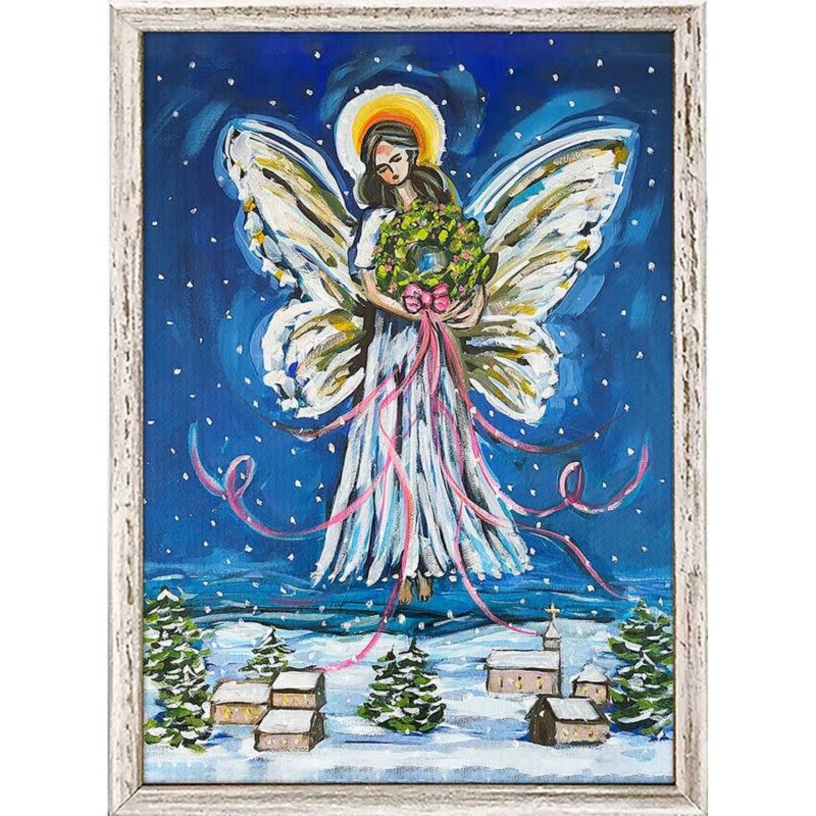 m. lynne designs holiday christmas angel framed canvas