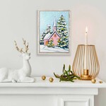 m. lynne designs holiday pink christmas church framed canvas