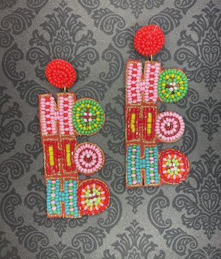 available at m. lynne designs Ho Ho Ho Colorful Seed Bead Earring