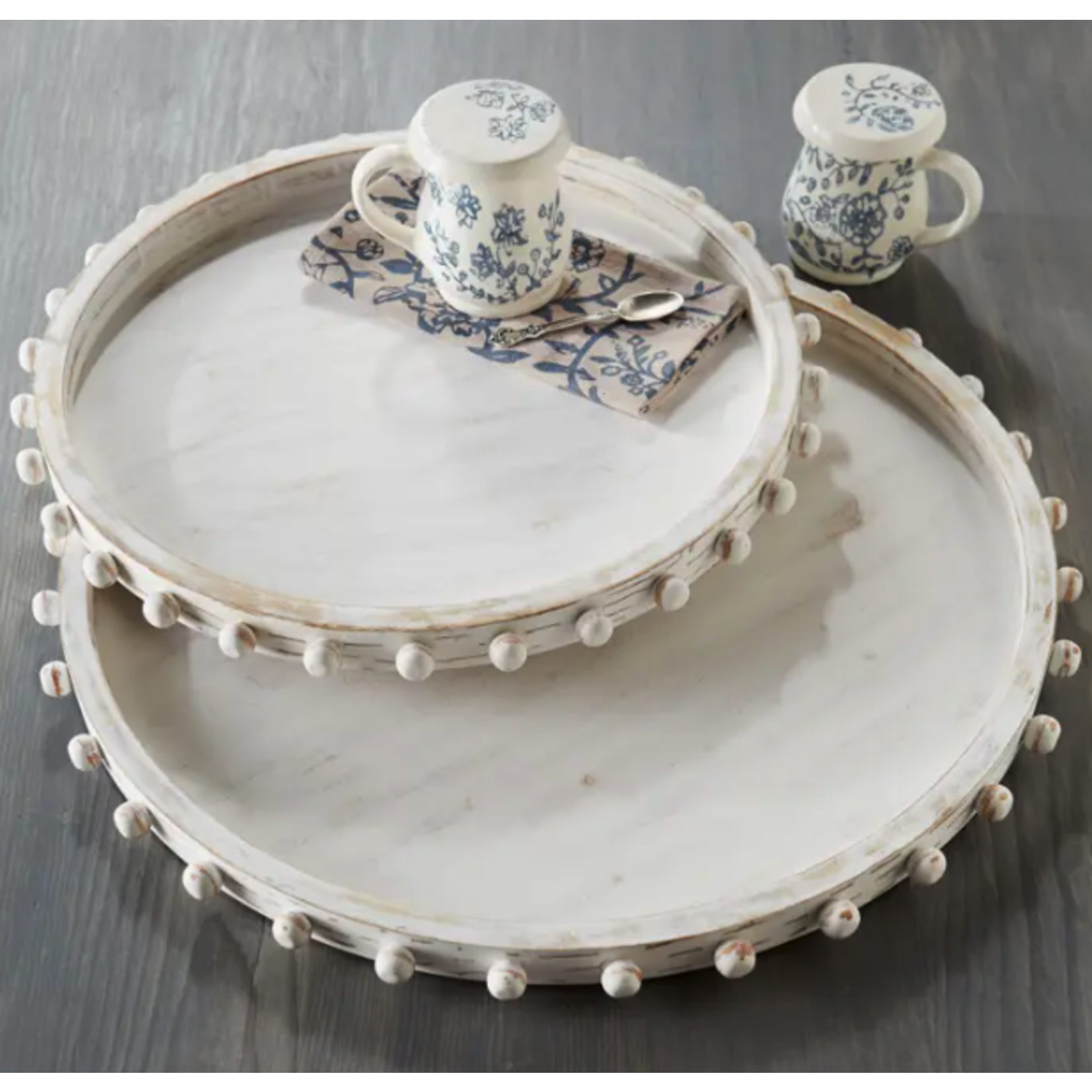 m. lynne designs beaded wood tray