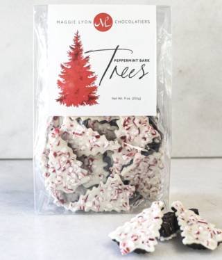 available at m. lynne designs Dark & White Chocolate Peppermint Bark Trees