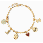 lucky feather charm garden gold ball chain bracelet