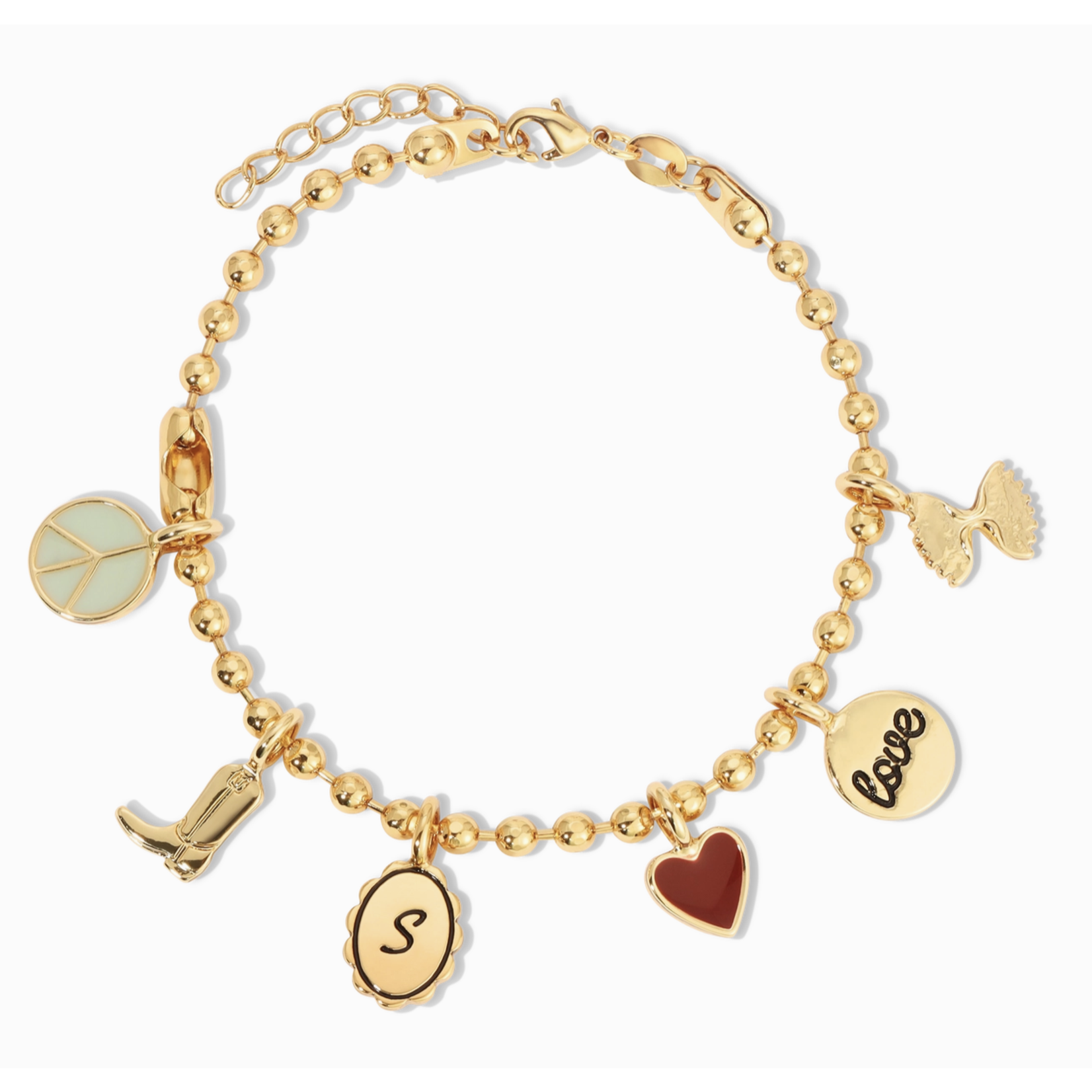 lucky feather charm garden gold ball chain bracelet