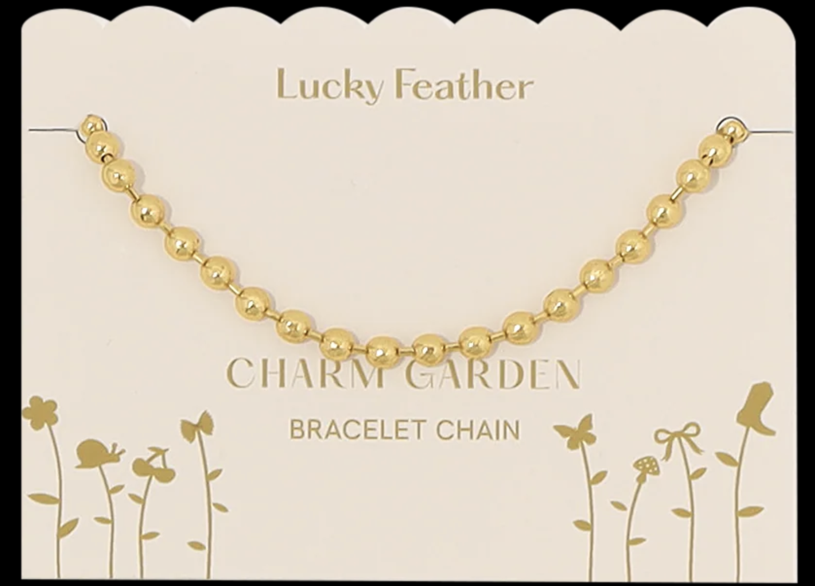 lucky feather Charm Garden Gold Ball Chain Bracelet