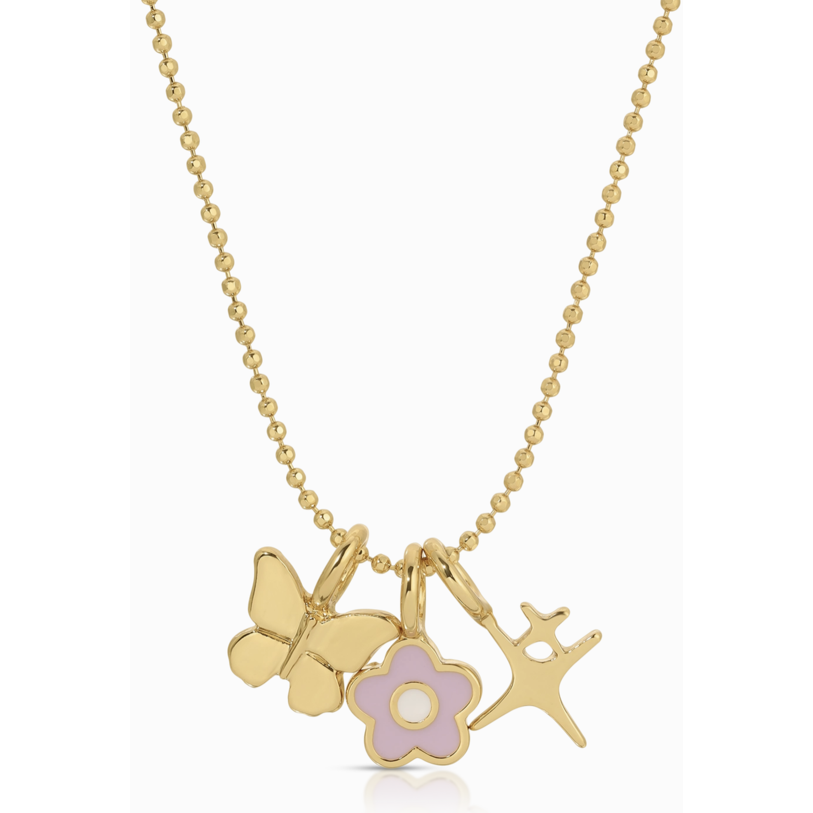 lucky feather charm garden gold ball chain necklace