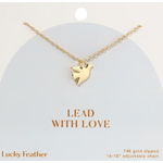 lucky feather lead with love necklace