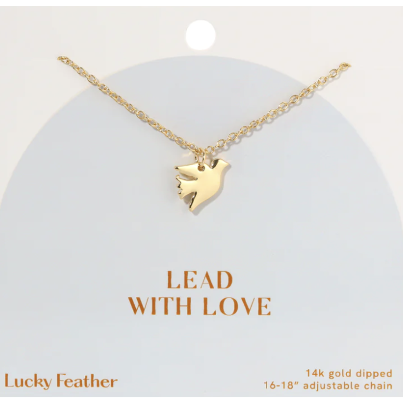 lucky feather lead with love necklace