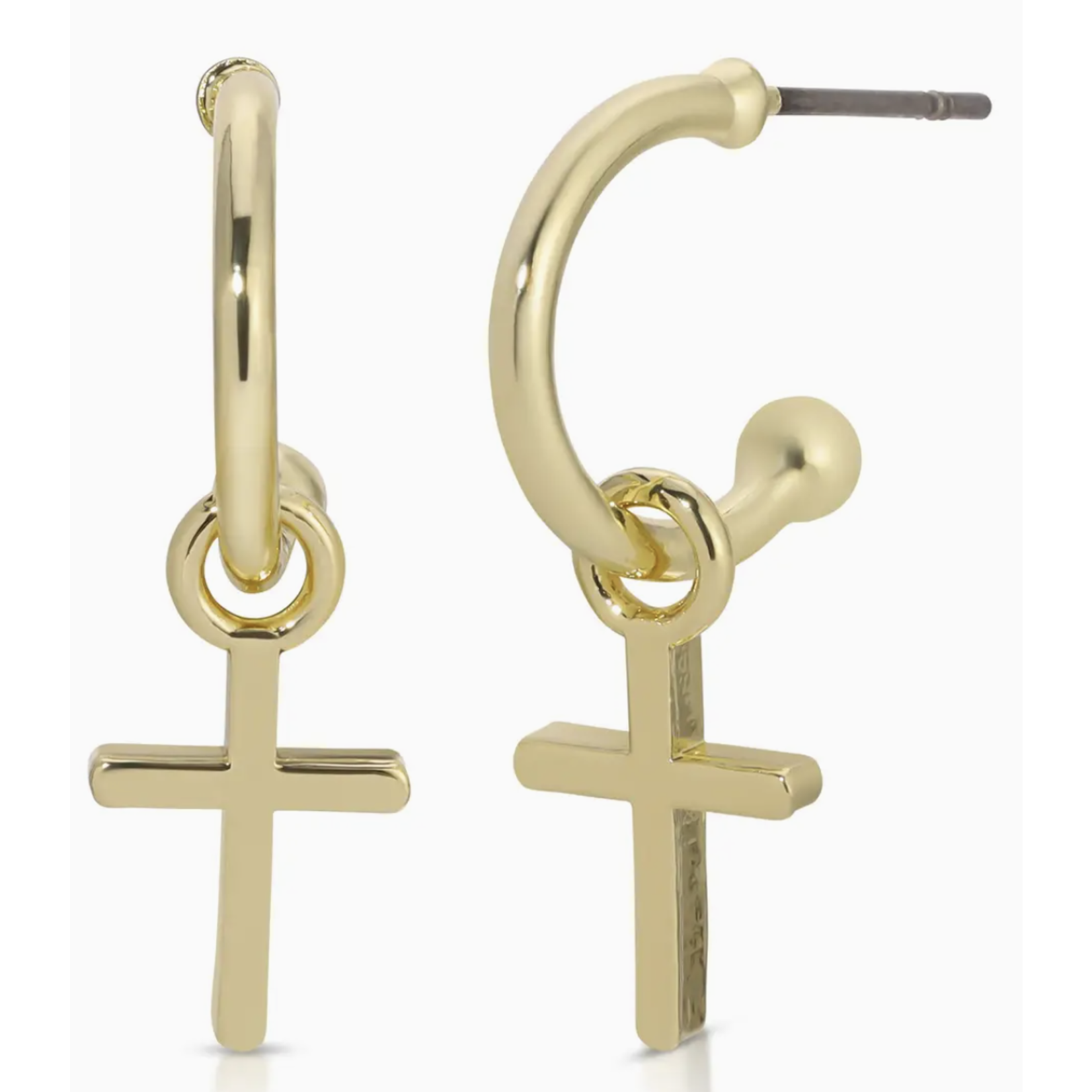 lucky feather you are loved cross earring
