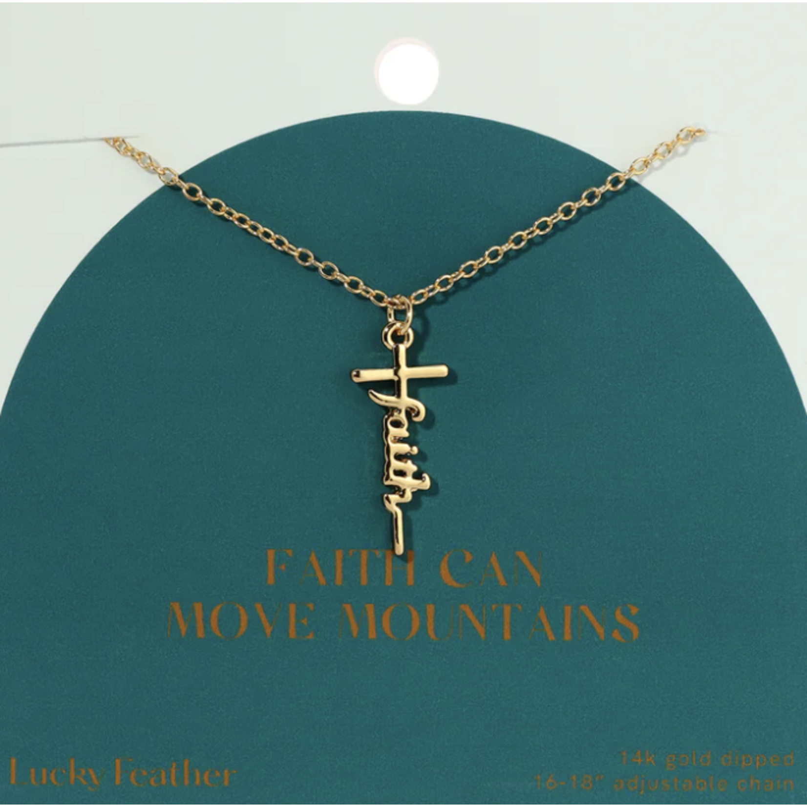 lucky feather faith can move mountains necklace
