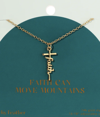 lucky feather Faith Can Move Mountains Necklace