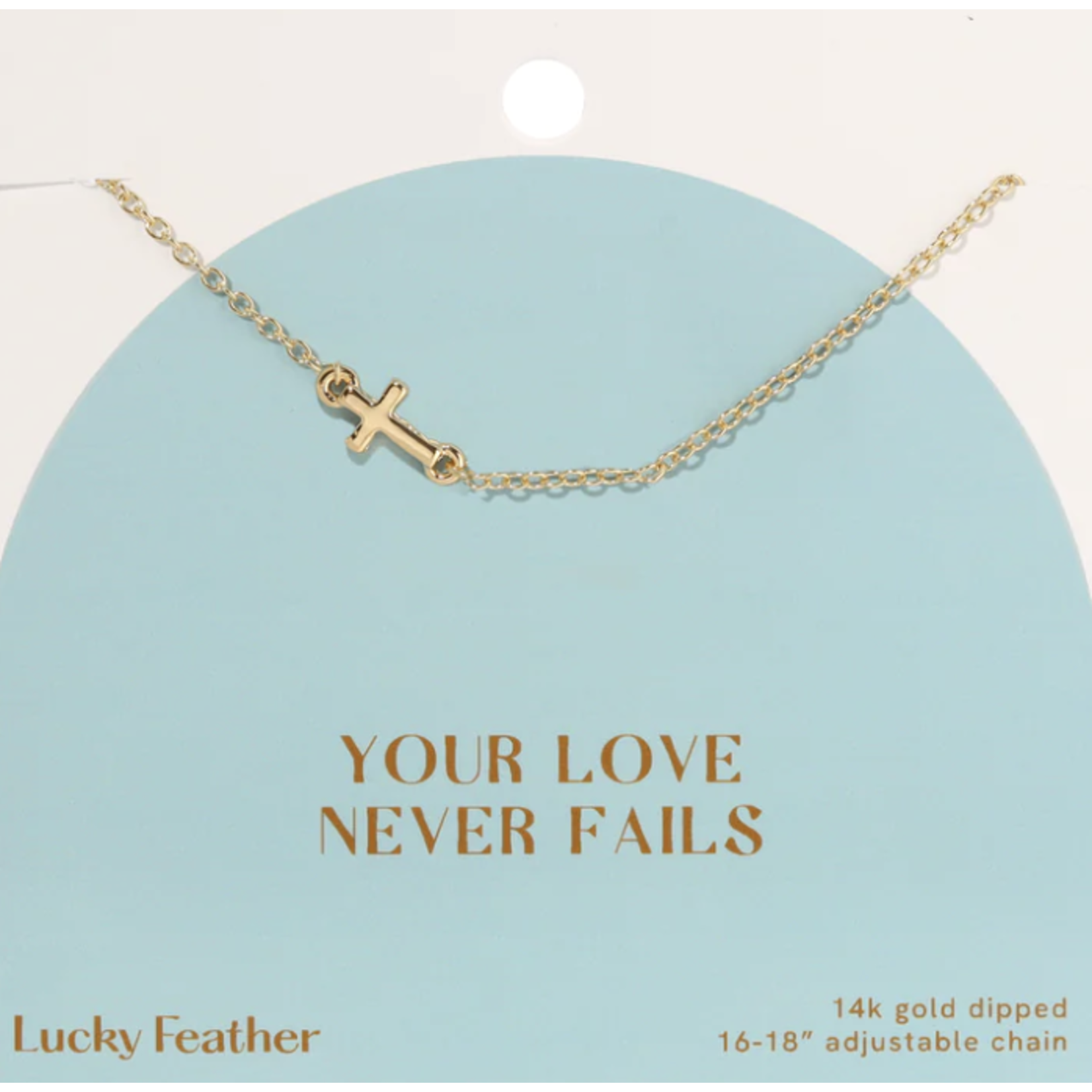 lucky feather your love never fails necklace