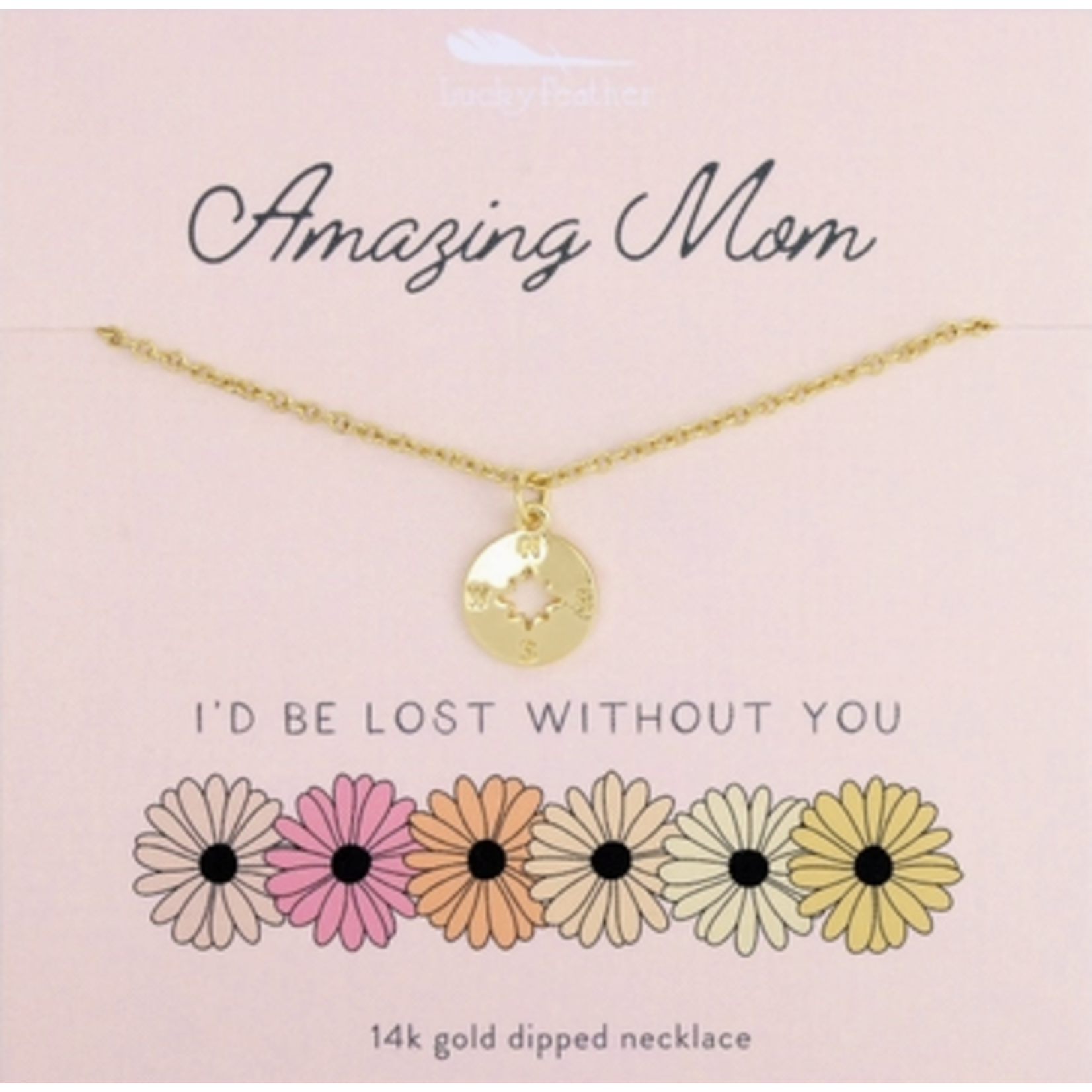 lucky feather amazing mom lost without you necklace