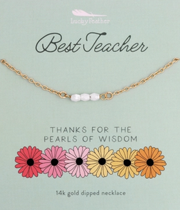 lucky feather Best Teacher Pearls Necklace