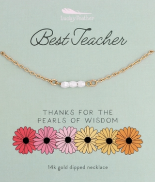 lucky feather best teacher pearls necklace