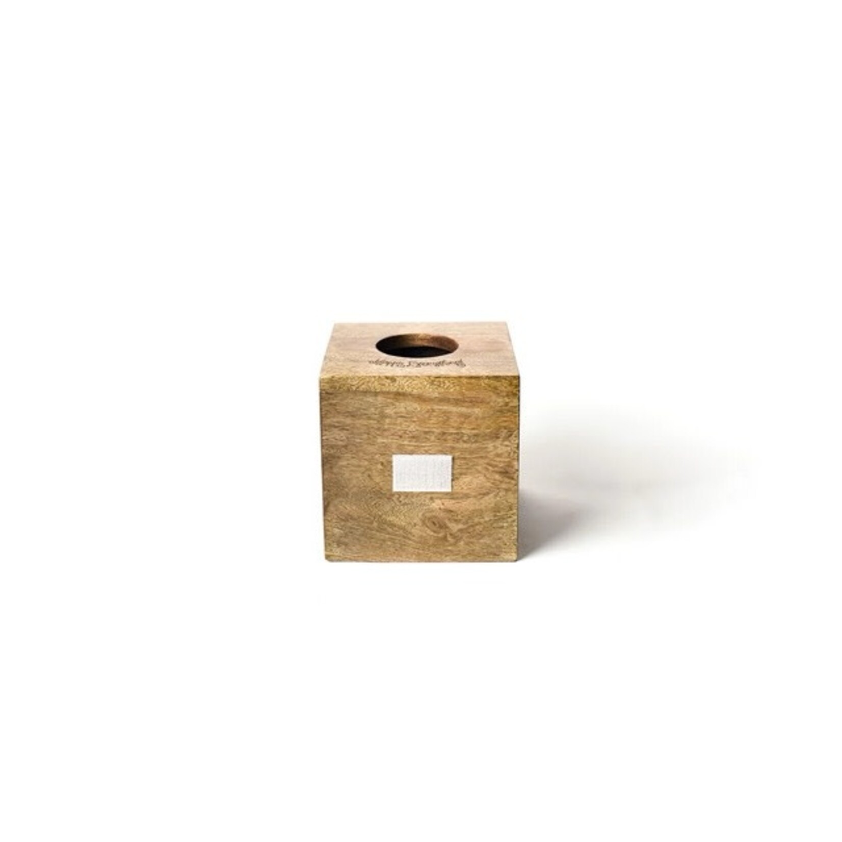happy everything wood square mini tissue box