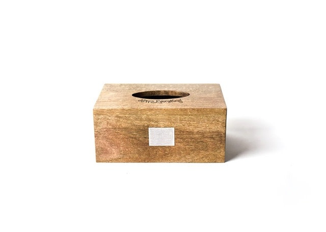 happy everything Rectangle Wood Mini Tissue Box