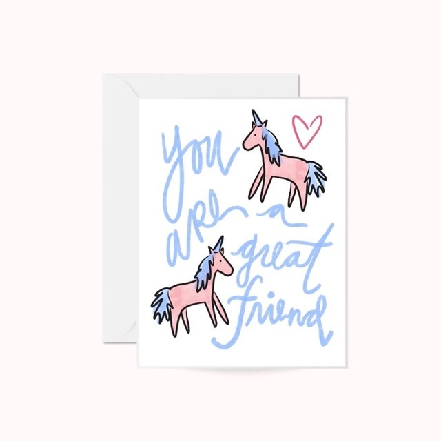 available at m. lynne designs You're a Great Friend Unicorn Card