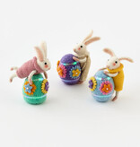 available at m. lynne designs Felt Bunny with Floral Egg