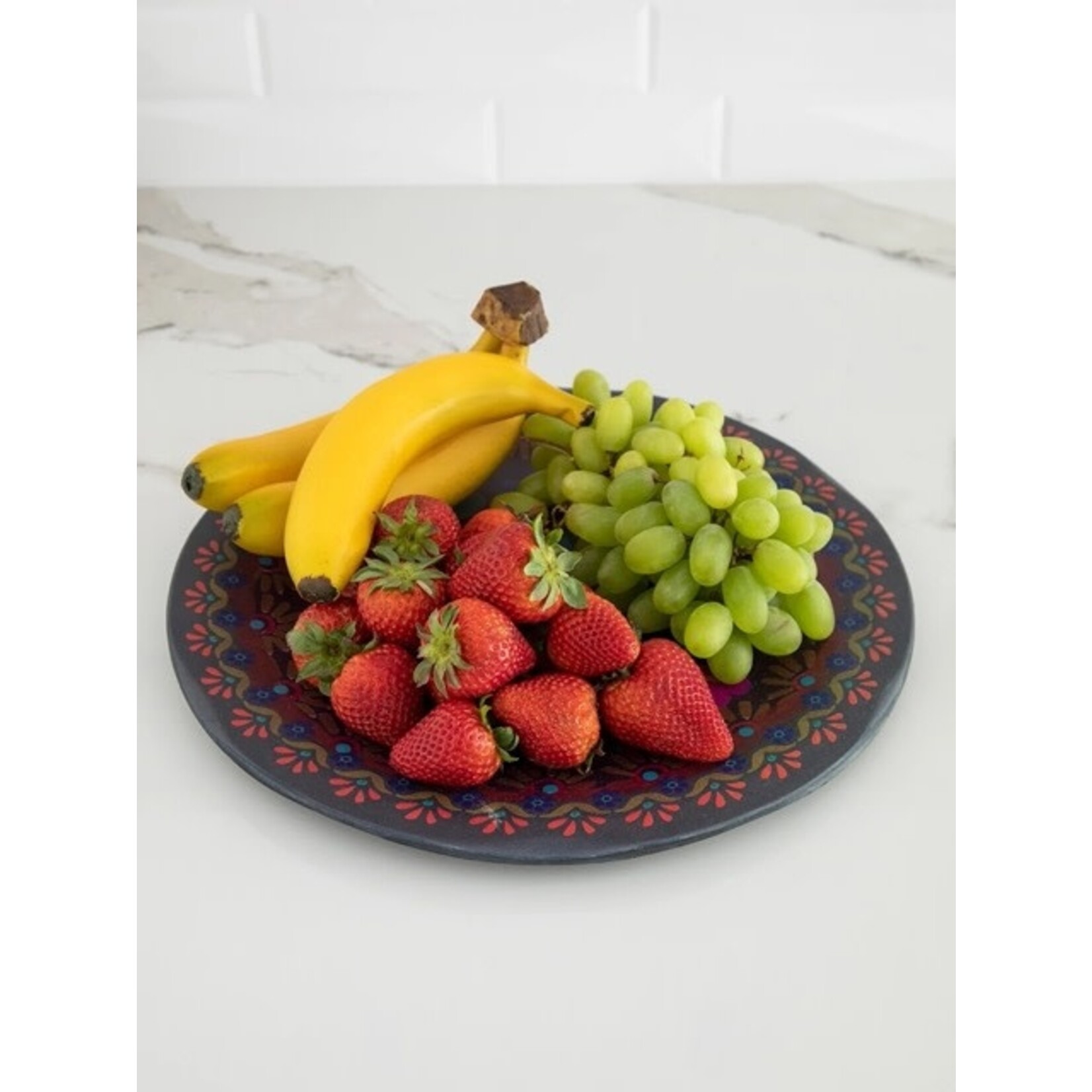 natural life folk flower large circle platter