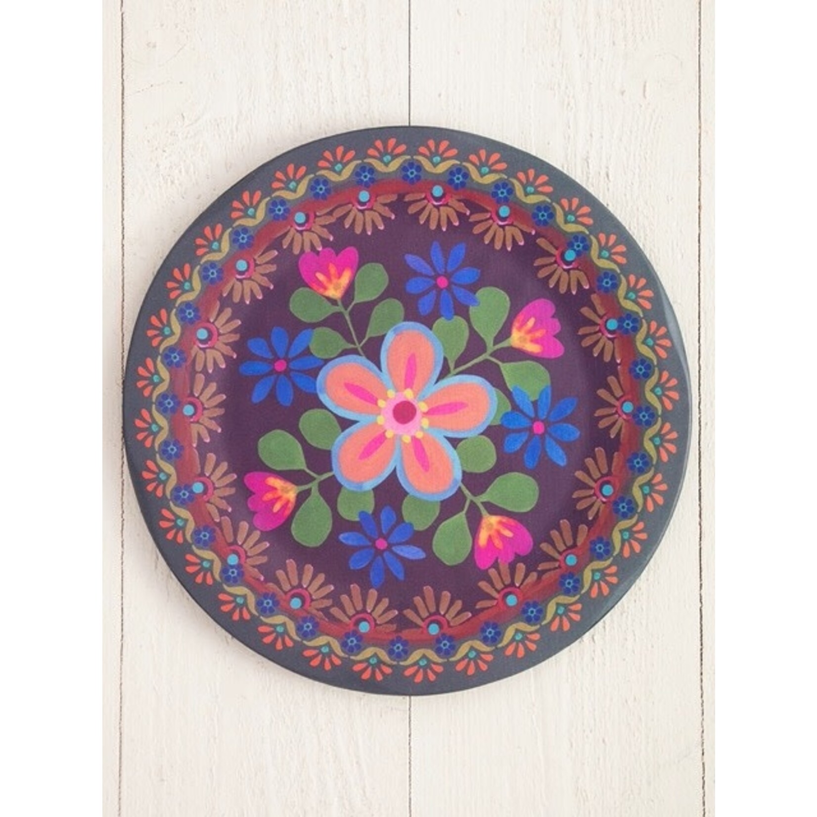 natural life folk flower large circle platter