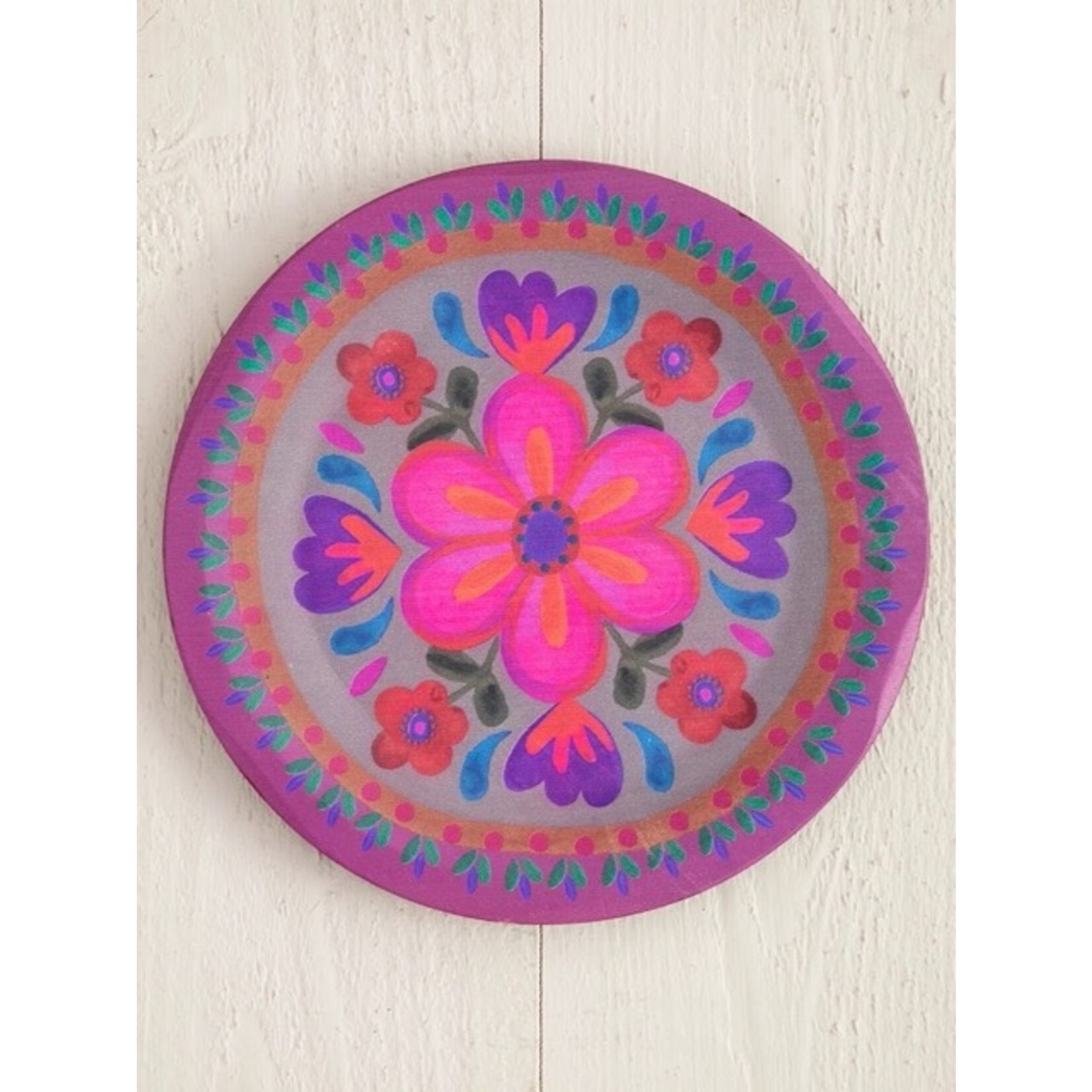 natural life folk flower pink round platter